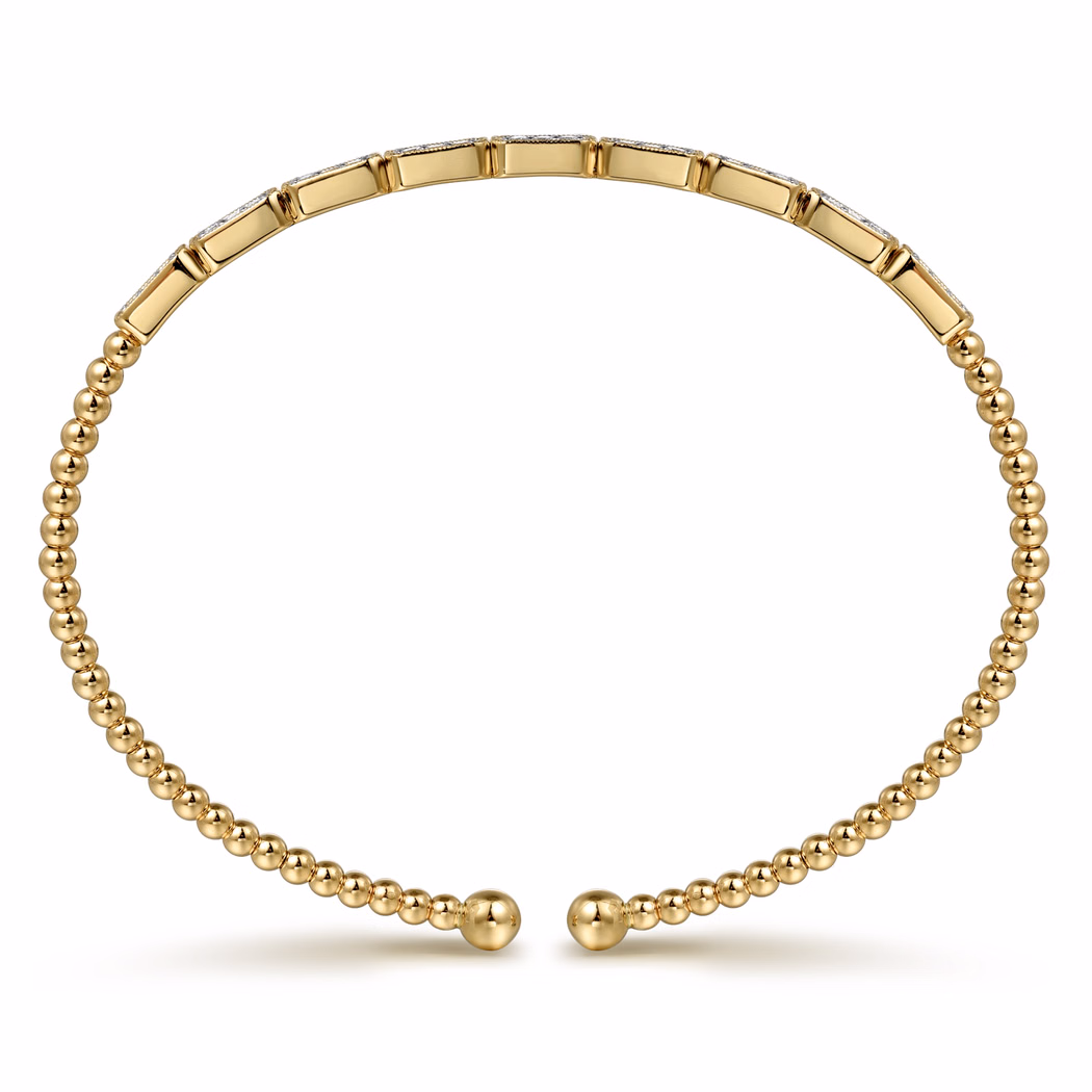 14K Yellow Gold Bujukan Bead Bangle with .26ctw Diamonds Size 6.25 Bracelets 4