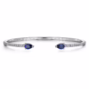 14K White Gold Arrow Bangle with 1.17ctw Sapphires & .50ctw Diamonds Size 6.25 Bracelets 13