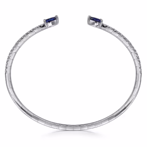 14K White Gold Arrow Bangle with 1.17ctw Sapphires & .50ctw Diamonds Size 6.25 Bracelets 8