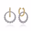 14K Two-Tone Bujukan Bead Drop Huggies with 1.05ctw Diamonds Earrings 10