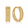 14K Yellow Gold Bujukan Bead Hoops 30mm Earrings 10