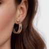 14K Yellow Gold Bujukan Bead Hoops 30mm Earrings 11