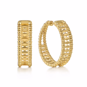 14K Yellow Gold Bujukan Bead Hoops 30mm
