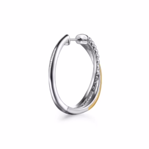 Two-Tone Bujukan Bead Criss Cross Hoops 30mm Earrings 6