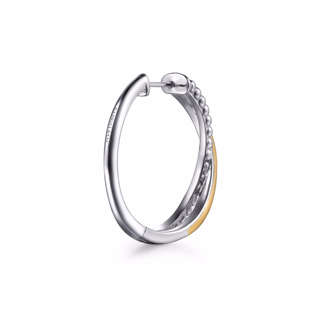 Two-Tone Bujukan Bead Criss Cross Hoops 30mm Earrings 3