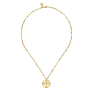 14K Yellow Gold Medallion Necklace with .05ct Diamond 18″ Fine Jewelry 7