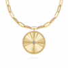 14K Yellow Gold Medallion Necklace with .05ct Diamond 18″ Fine Jewelry 13