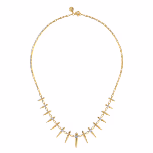 14K Yellow Gold Bujukan Spike Droplet Necklace with .24ctw Diamonds 17″ Fine Jewelry 6