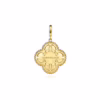 14K Yellow Gold Clover Medallion Pendant with .15ctw Diamonds Fine Jewelry 12