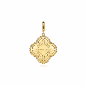 14K Yellow Gold Clover Medallion Pendant with .15ctw Diamonds Fine Jewelry 6