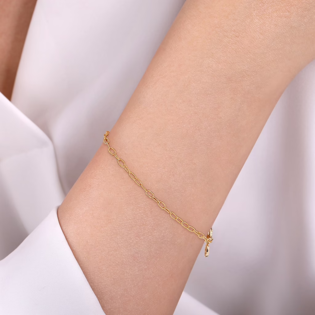 14K Yellow Gold Oval Link Chain Bracelet 7″ Bracelets 5