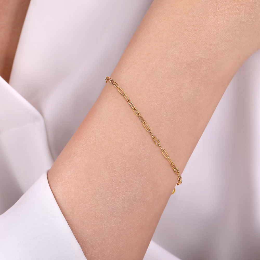 14K Yellow Gold 2.3mm Paperclip Chain Bracelet 7″ Bracelets 8