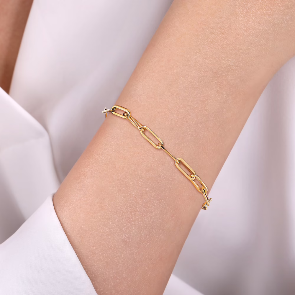 14K Yellow Gold 4.5mm Paperclip Chain Bracelet 7″ Bracelets 8