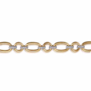 14K Two-Tone Link Chain Bracelet with .38ctw Diamonds 7″ Bracelets 6