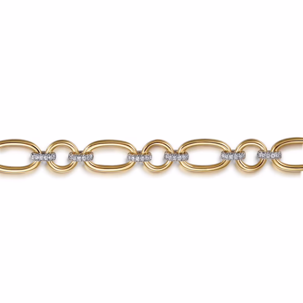 14K Two-Tone Link Chain Bracelet with .38ctw Diamonds 7″ Bracelets 9