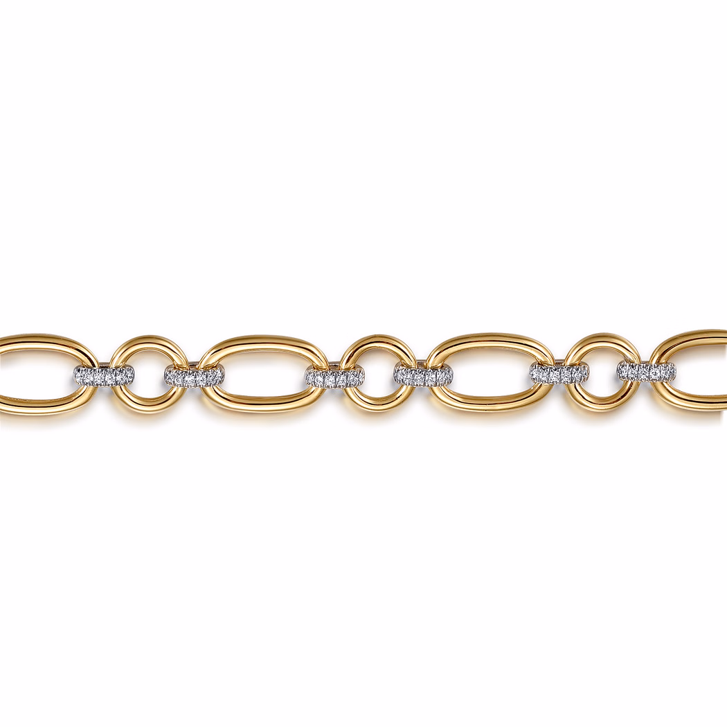 14K Two-Tone Link Chain Bracelet with .38ctw Diamonds 7″ Bracelets 3