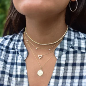 14K Yellow Gold Dangle Necklace with .35ctw Diamonds 16-18