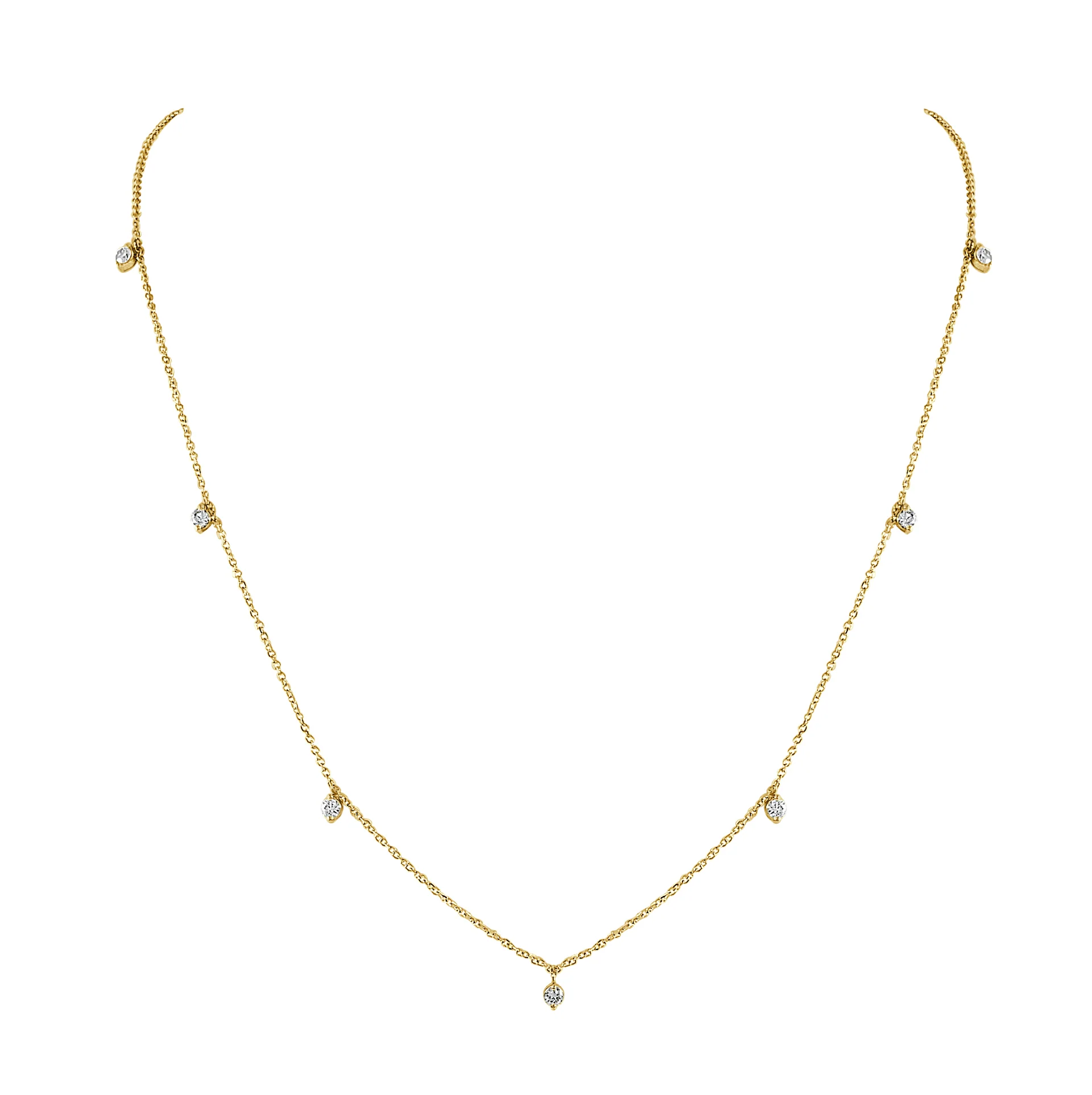14K Yellow Gold Dangle Necklace with .35ctw Diamonds 16-18″ Fine Jewelry