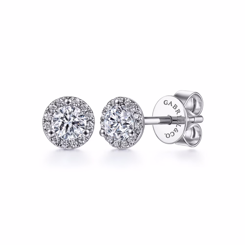 14K White Gold Halo Studs with .57ctw Diamonds Earrings 5