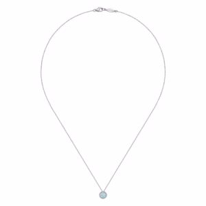 14K White Gold March Birthstone Pendant with .42ct Aquamarine & .06ctw Diamond Halo 18″ Fine Jewelry 6
