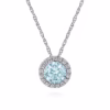 14K White Gold March Birthstone Pendant with .42ct Aquamarine & .06ctw Diamond Halo 18″ Fine Jewelry 10