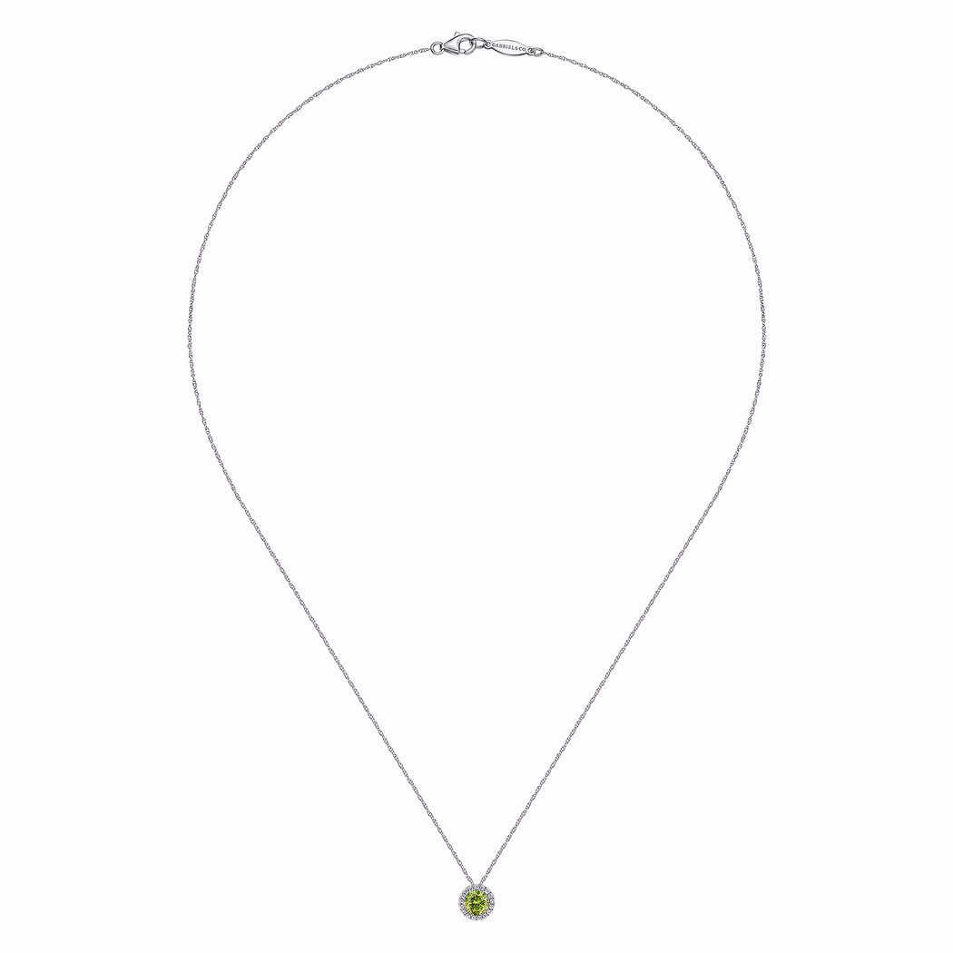 14K White Gold August Birthstone Pendant with .52ct Peridot & .06ctw Diamonds 18″ Fine Jewelry 3