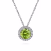 14K White Gold August Birthstone Pendant with .52ct Peridot & .06ctw Diamonds 18″ Fine Jewelry 10