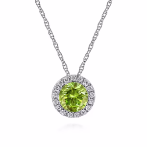 14K White Gold August Birthstone Pendant with .52ct Peridot & .06ctw Diamonds 18″ Fine Jewelry 4