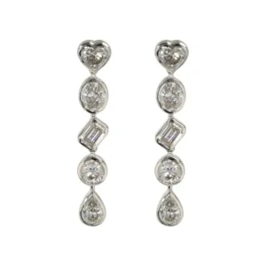 14K White Gold Bezel Dangle Earrings with 3.07ctw Lab-Grown Diamonds