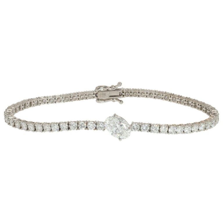 14K White Gold Tennis Bracelet with 6.74ctw Lab-Grown Diamonds 7″ Bracelets 2