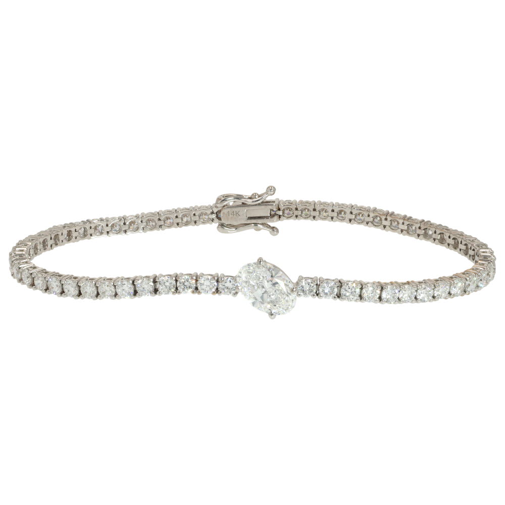 14K White Gold Tennis Bracelet with 6.74ctw Lab-Grown Diamonds 7″ Bracelets