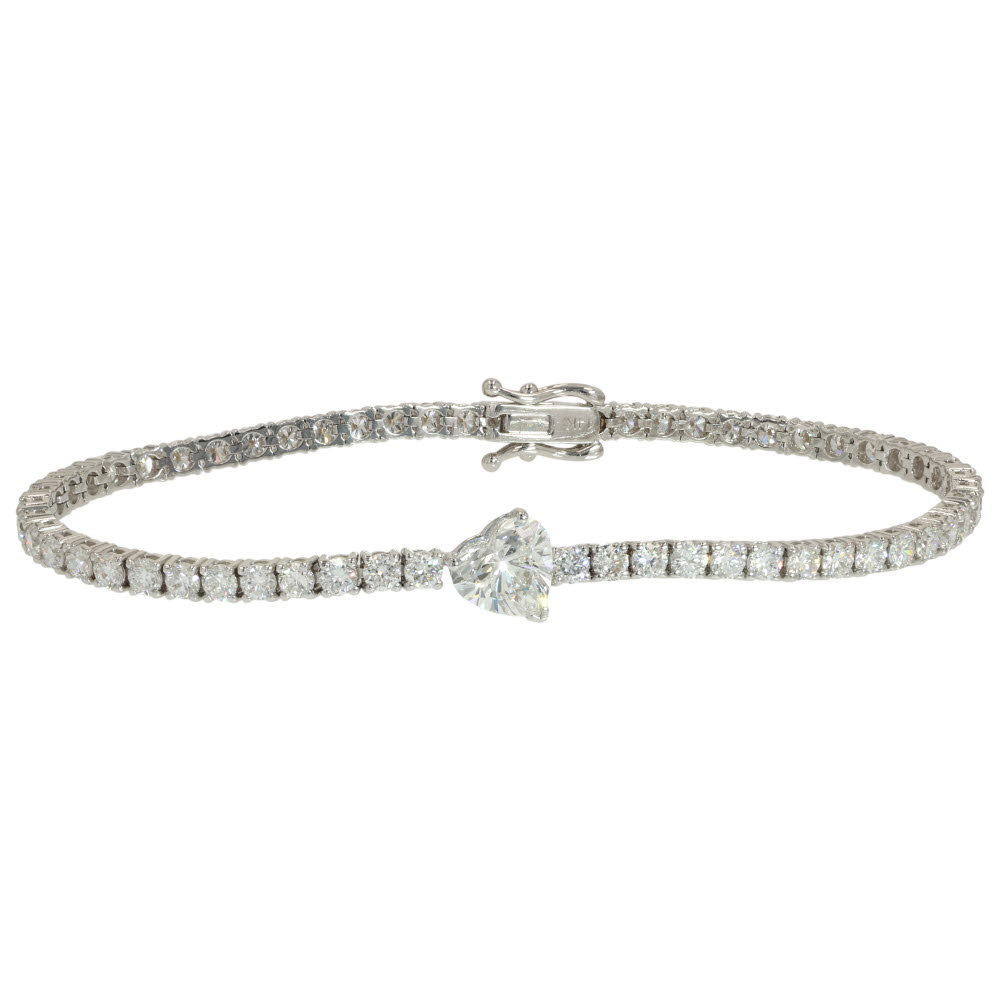 14K White Gold Tennis Bracelet with 6.67ctw Lab-Grown Diamonds 7″ Bracelets