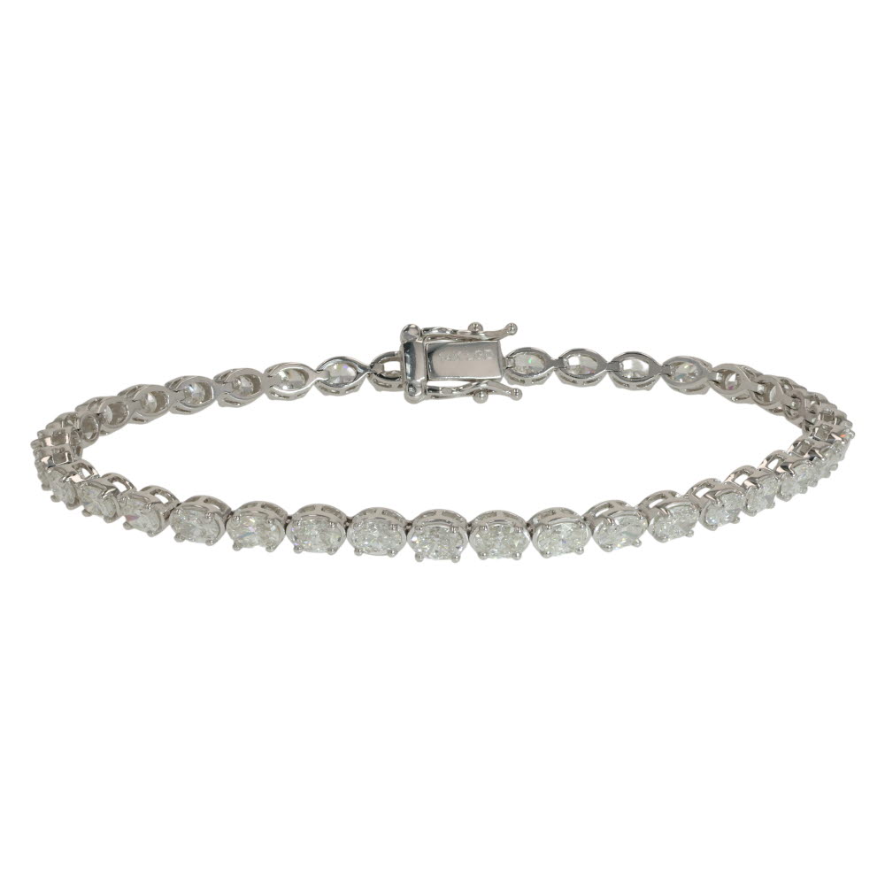 14K White Gold Tennis Bracelet with 5.59ctw Lab-Grown Oval Diamonds 7″ Bracelets