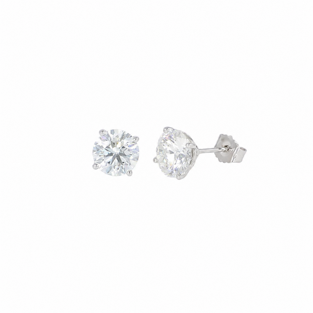 14K White Gold Solitaire Studs with 4.04ctw Lab-Grown Diamonds (E, VS1) Earrings 3