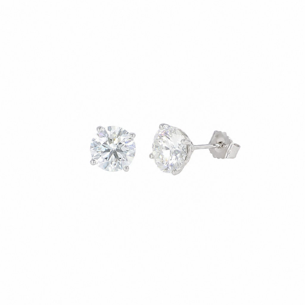 14K White Gold Solitaire Studs with 4.04ctw Lab-Grown Diamonds (E, VS1) Earrings 2
