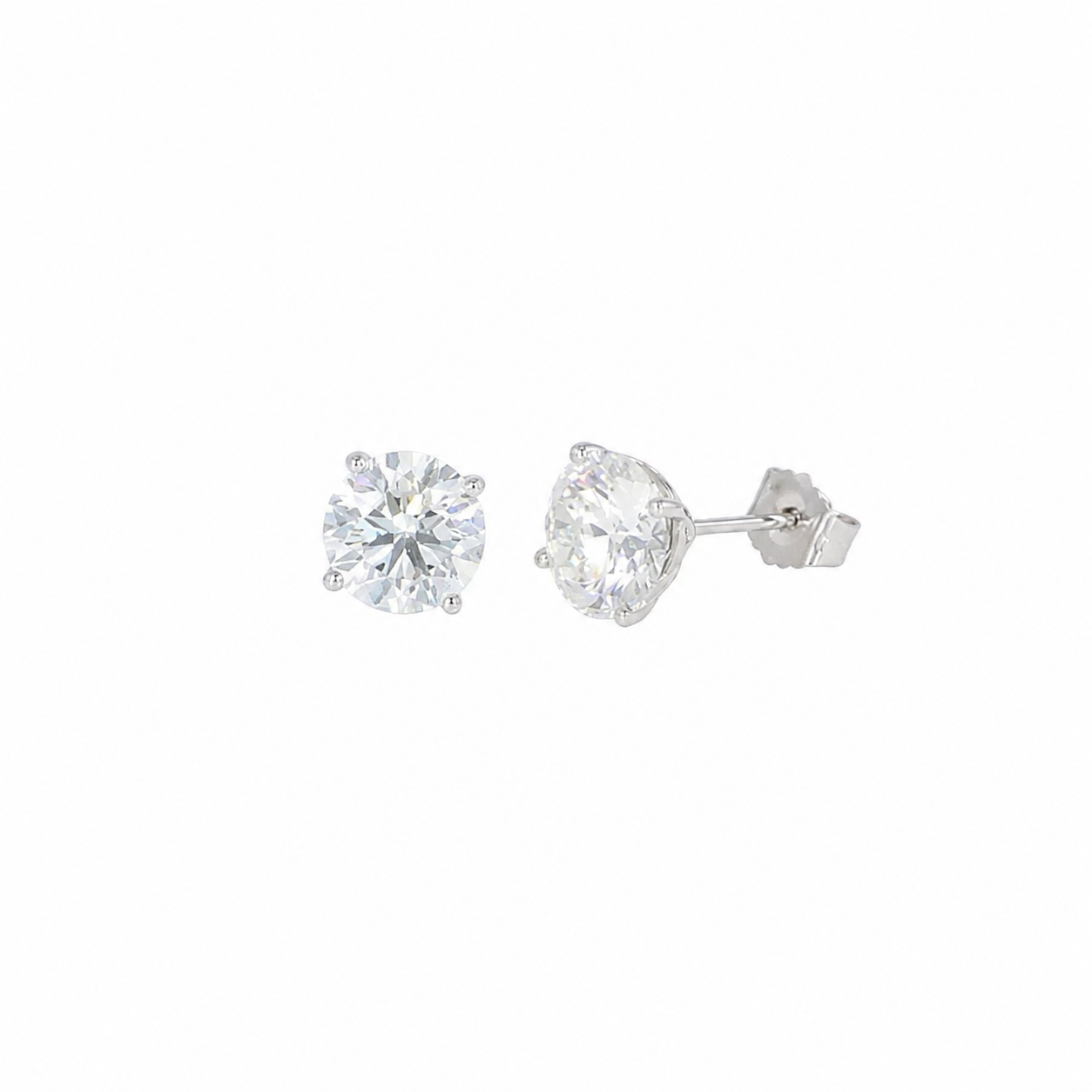 14K White Gold Solitaire Studs with 4.04ctw Lab-Grown Diamonds (E, VS1) Earrings