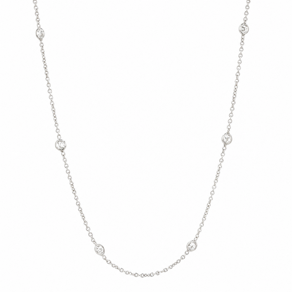 14K White Gold Station Necklace with .90ctw Diamonds 20.5″ Fine Jewelry 3