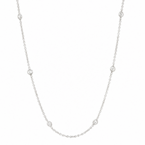 14K White Gold Station Necklace with .90ctw Diamonds 20.5