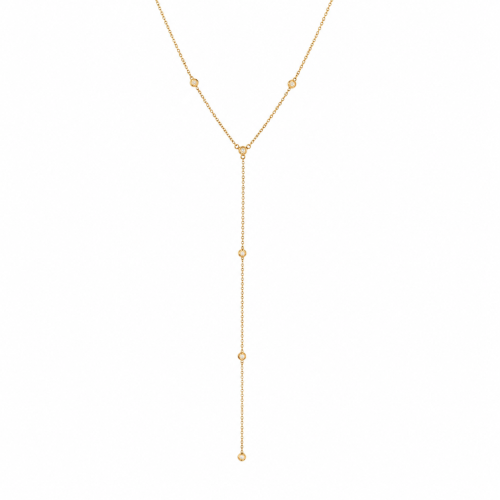 14K Yellow Gold Drop Station Necklace with .25ctw Diamonds 16-18″ Fine Jewelry 3