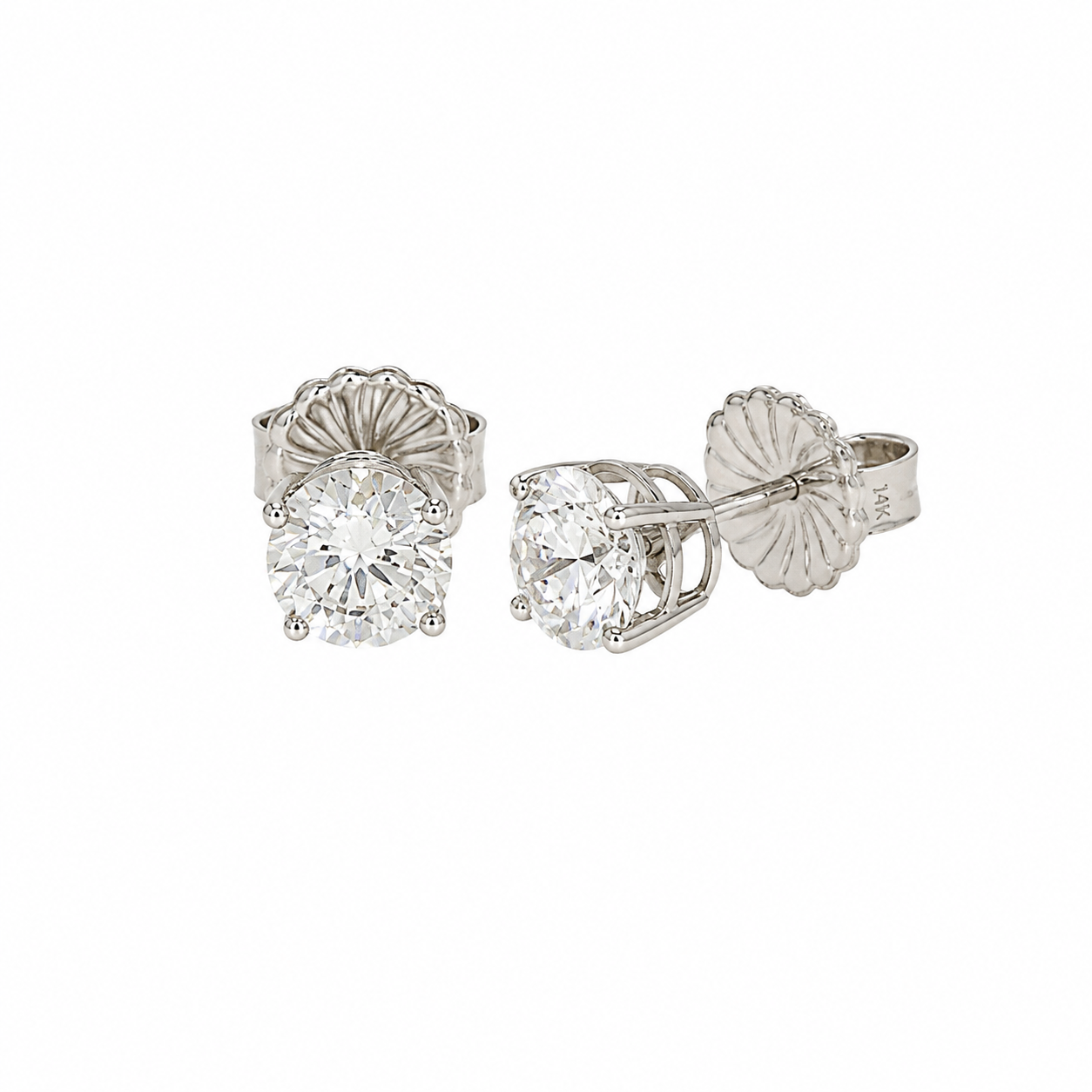 14K White Gold Solitaire Studs with 4.02ctw Lab-Grown Diamonds (D, VS1) Earrings