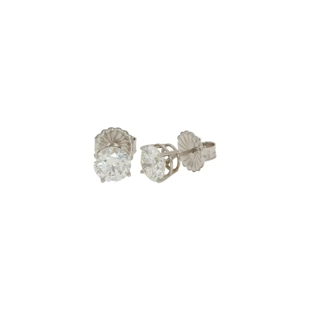 14K White Gold Solitaire Studs with 4.02ctw Lab-Grown Diamonds (D, VS1) Earrings