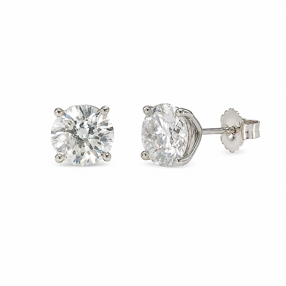 14K White Gold Solitaire Studs with 4.04ctw Lab-Grown Diamonds (E, VS1) Earrings 3