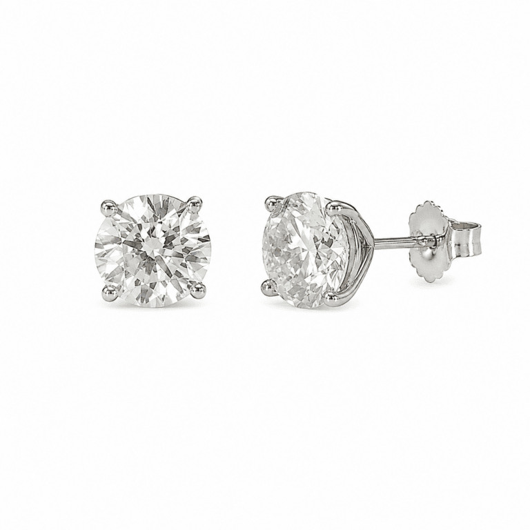 14K White Gold Solitaire Studs with 4.04ctw Lab-Grown Diamonds (E, VS1) Earrings 2