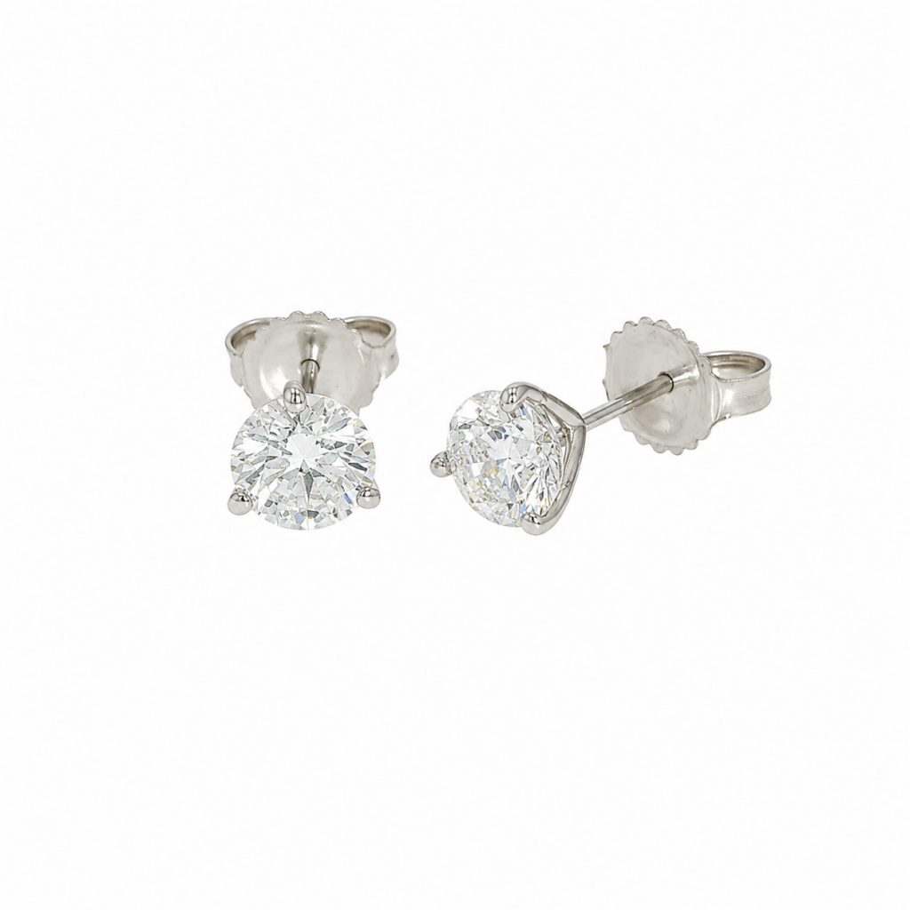 14K White Gold Solitiare Studs with 1.41ctw Diamonds Earrings 2