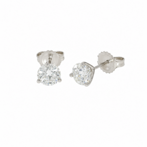 14K White Gold Solitaire Studs with 1.41ctw Diamonds