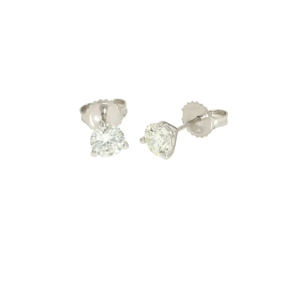 14K White Gold Solitaire Studs with 1.41ctw Diamonds Earrings