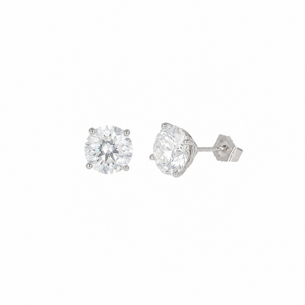 14K White Gold Solitaire Studs with 4.09ctw Lab-Grown Diamonds (D, VS1) Earrings 2