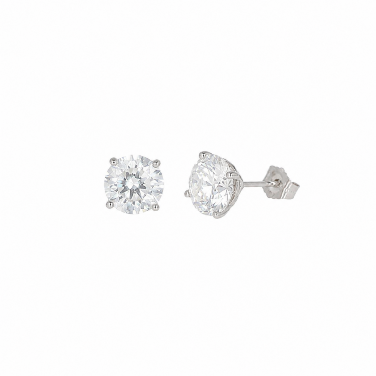 14K White Gold Solitaire Studs with 4.09ctw Lab-Grown Diamonds (D, VS1) Earrings 2