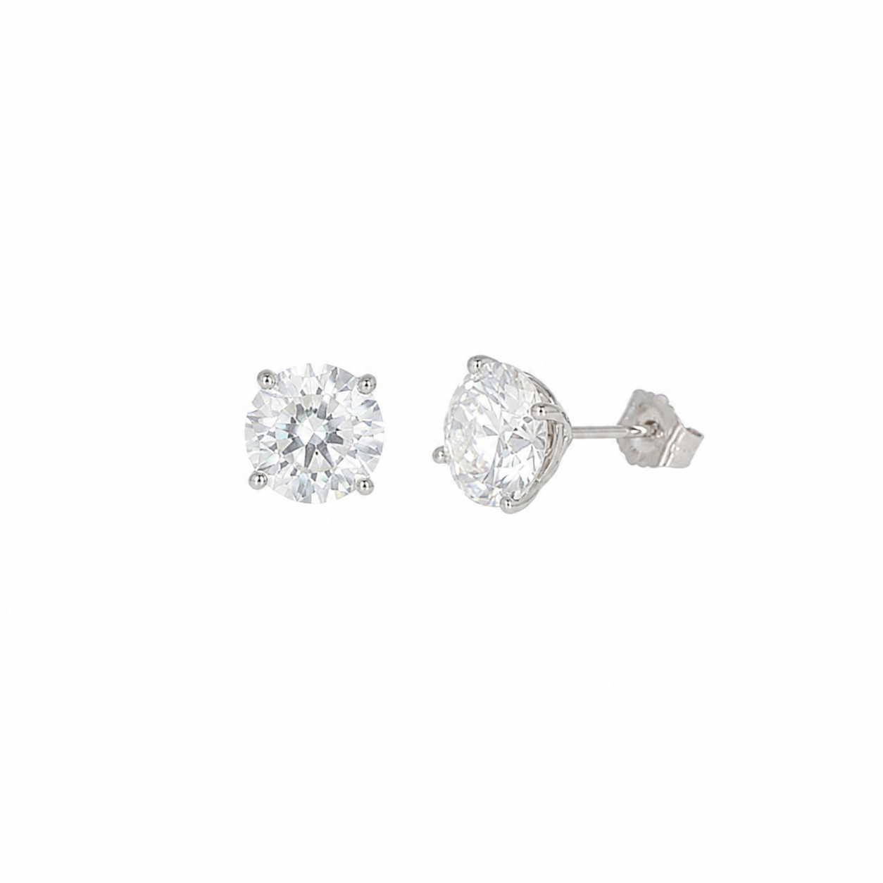 14K White Gold Solitaire Studs with 4.09ctw Lab-Grown Diamonds (D, VS1) Earrings
