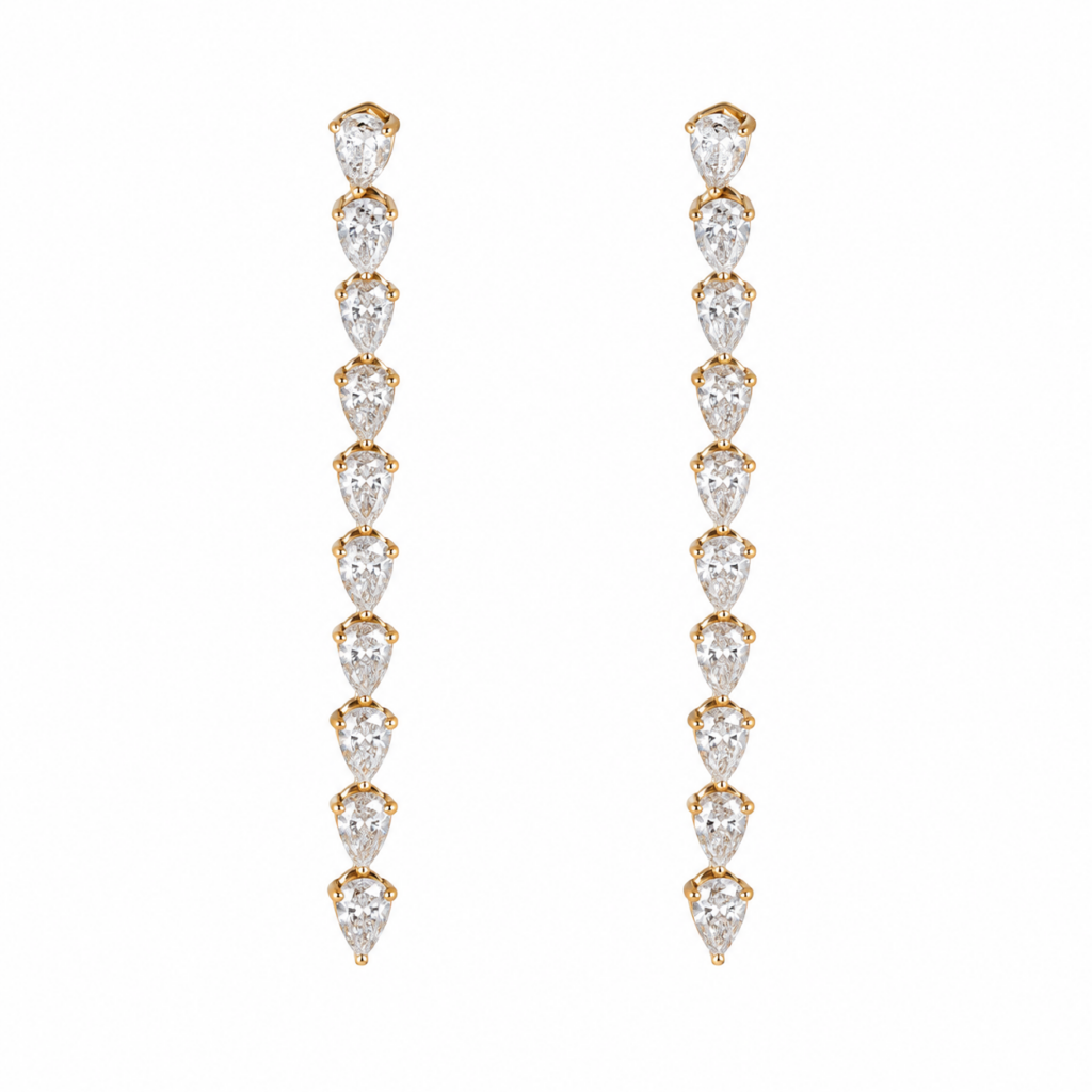 14K Yellow Gold Earrings with 3.45ctw Lab-Grown Pear Diamonds Earrings 2